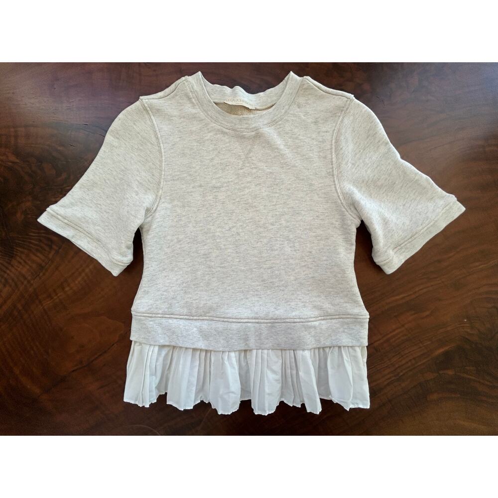 Ulla Johnson Harper Ruffle Hem Grey French Terry Sweatshirt Top XS S P